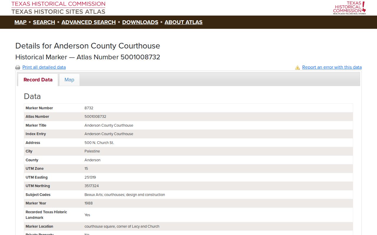 Frankston court records and Anderson County courthouse chronology