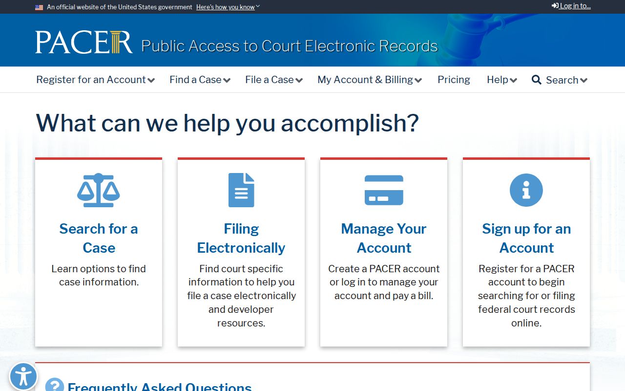 Frankston court records federal PACER registration route