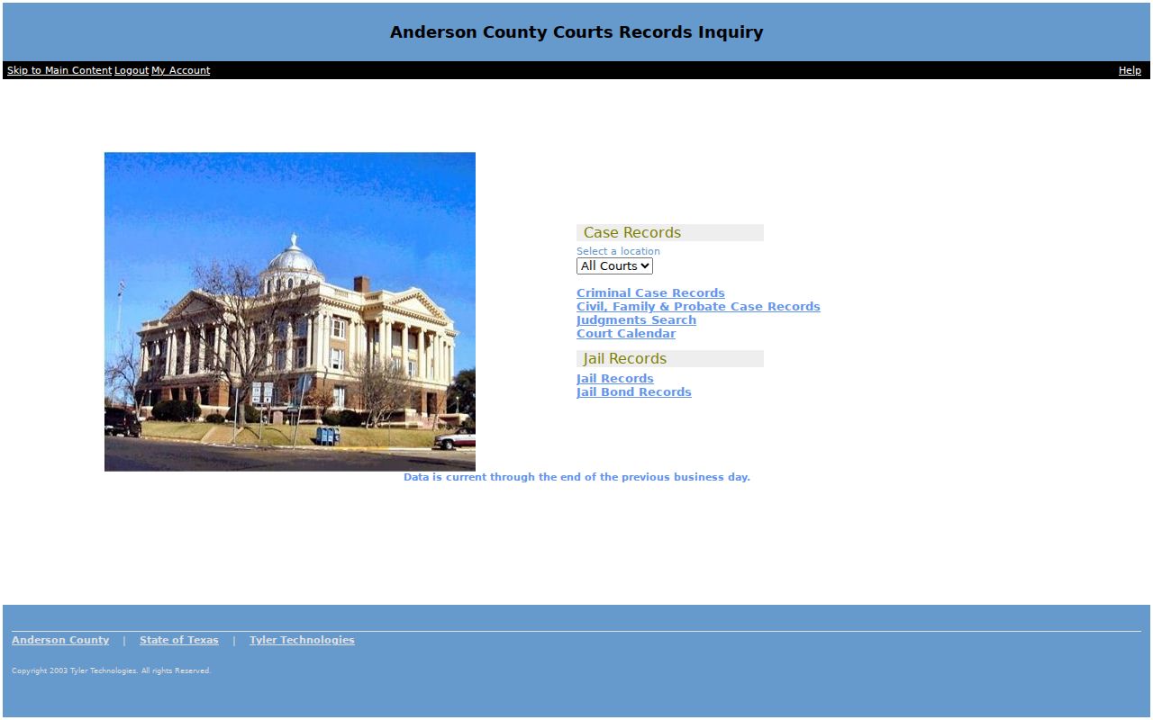 Anderson County court docket Odyssey categories and update notice